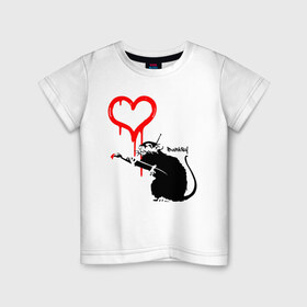 Детская футболка хлопок с принтом BANKSY в Петрозаводске, 100% хлопок | круглый вырез горловины, полуприлегающий силуэт, длина до линии бедер | Тематика изображения на принте: banksy | heart | бэнкси | сердце