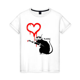 Женская футболка хлопок с принтом BANKSY в Петрозаводске, 100% хлопок | прямой крой, круглый вырез горловины, длина до линии бедер, слегка спущенное плечо | banksy | heart | бэнкси | сердце
