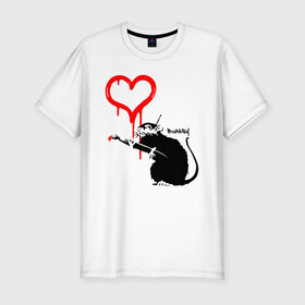 Мужская футболка премиум с принтом BANKSY в Петрозаводске, 92% хлопок, 8% лайкра | приталенный силуэт, круглый вырез ворота, длина до линии бедра, короткий рукав | Тематика изображения на принте: banksy | heart | бэнкси | сердце