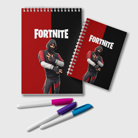 Блокнот с принтом FORTNITE IKONIK в Петрозаводске, 100% бумага | 48 листов, плотность листов — 60 г/м2, плотность картонной обложки — 250 г/м2. Листы скреплены удобной пружинной спиралью. Цвет линий — светло-серый
 | Тематика изображения на принте: fortnite | fortnite 2 | fortnite x маршмелло | ikonik | marshmello | ninja | ninja streamer | иконик | ниндзя | фортнайт | фортнайт 2 | фортнайт глава 2