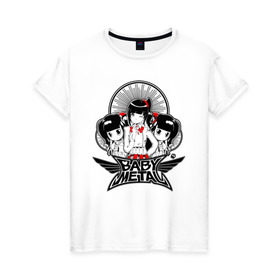Женская футболка хлопок с принтом BABYMETAL в Петрозаводске, 100% хлопок | прямой крой, круглый вырез горловины, длина до линии бедер, слегка спущенное плечо | babymetal | j pop | japan | бэбиметал | дэт метал | каваий метал | моа кикути | судзука накамото | юи мидзуно | япония