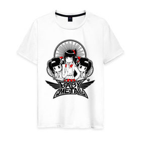 Мужская футболка хлопок с принтом BABYMETAL в Петрозаводске, 100% хлопок | прямой крой, круглый вырез горловины, длина до линии бедер, слегка спущенное плечо. | Тематика изображения на принте: babymetal | j pop | japan | бэбиметал | дэт метал | каваий метал | моа кикути | судзука накамото | юи мидзуно | япония
