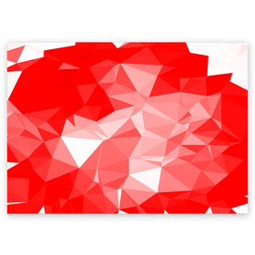 Поздравительная открытка с принтом Красные полигоны в Петрозаводске, 100% бумага | плотность бумаги 280 г/м2, матовая, на обратной стороне линовка и место для марки
 | abstract | abstraction | color | geometry | paitnt | polygon | polygonal | psy | абстракция | геометрия | краски | неоновые | полигоны | психоделика