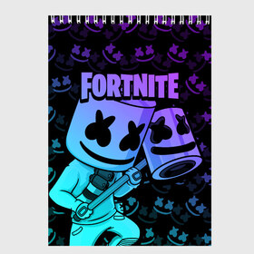 Скетчбук с принтом FORTNITE MARSHMELLO в Петрозаводске, 100% бумага
 | 48 листов, плотность листов — 100 г/м2, плотность картонной обложки — 250 г/м2. Листы скреплены сверху удобной пружинной спиралью | chapter 2 | fortnite | marshmello | диджей | игры | маршмэллоу | молоток | фортнайт