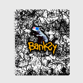 Тетрадь с принтом Banksy в Петрозаводске, 100% бумага | 48 листов, плотность листов — 60 г/м2, плотность картонной обложки — 250 г/м2. Листы скреплены сбоку удобной пружинной спиралью. Уголки страниц и обложки скругленные. Цвет линий — светло-серый
 | art | banksy | street | street art | арт | бэнкси | стрит | стрит арт