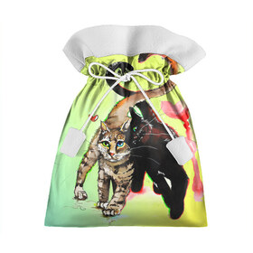 Подарочный 3D мешок с принтом LOVE в Петрозаводске, 100% полиэстер | Размер: 29*39 см | Тематика изображения на принте: cat | cats | животные | киса | киска | кот | котики | коты | котэ | кошка | природа