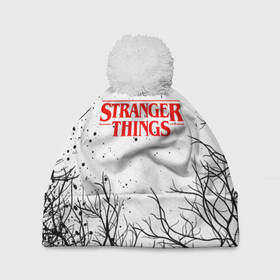 Шапка 3D c помпоном с принтом STRANGER THINGS | ОЧЕНЬ СТРАННЫЕ ДЕЛА в Петрозаводске, 100% полиэстер | универсальный размер, печать по всей поверхности изделия | stranger things | очень странные дела