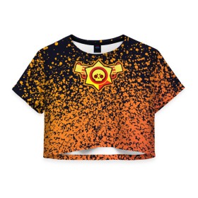 Женская футболка Cropp-top с принтом Brawl Stars Splatter в Петрозаводске, 100% полиэстер | круглая горловина, длина футболки до линии талии, рукава с отворотами | 
