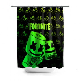 Штора 3D для ванной с принтом FORTNITE MARSHMELLO в Петрозаводске, 100% полиэстер | плотность материала — 100 г/м2. Стандартный размер — 146 см х 180 см. По верхнему краю — пластиковые люверсы для креплений. В комплекте 10 пластиковых колец | chapter 2 | fortnite | marshmello | диджей | игры | маршмэллоу | молоток | фортнайт