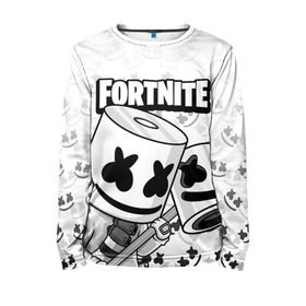 Детский лонгслив 3D с принтом FORTNITE MARSHMELLO в Петрозаводске, 100% полиэстер | длинные рукава, круглый вырез горловины, полуприлегающий силуэт
 | chapter 2 | fortnite | marshmello | диджей | игры | маршмэллоу | молоток | фортнайт