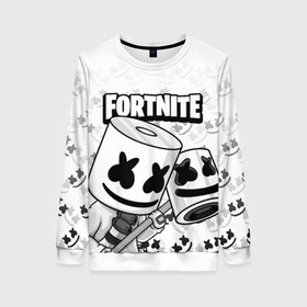 Женский свитшот 3D с принтом FORTNITE MARSHMELLO в Петрозаводске, 100% полиэстер с мягким внутренним слоем | круглый вырез горловины, мягкая резинка на манжетах и поясе, свободная посадка по фигуре | chapter 2 | fortnite | marshmello | диджей | игры | маршмэллоу | молоток | фортнайт