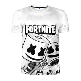 Мужская футболка 3D спортивная с принтом FORTNITE MARSHMELLO в Петрозаводске, 100% полиэстер с улучшенными характеристиками | приталенный силуэт, круглая горловина, широкие плечи, сужается к линии бедра | chapter 2 | fortnite | marshmello | диджей | игры | маршмэллоу | молоток | фортнайт