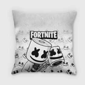 Подушка 3D с принтом FORTNITE MARSHMELLO в Петрозаводске, наволочка – 100% полиэстер, наполнитель – холлофайбер (легкий наполнитель, не вызывает аллергию). | состоит из подушки и наволочки. Наволочка на молнии, легко снимается для стирки | chapter 2 | fortnite | marshmello | диджей | игры | маршмэллоу | молоток | фортнайт