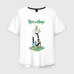 Мужская футболка хлопок Oversize с принтом Rick and Morty в Петрозаводске, 100% хлопок | свободный крой, круглый ворот, “спинка” длиннее передней части | dsgnosadchaya | rick  morty | vdosadir | джастин ройланд | дэн хармон | миссикс | плюмбус | рик и морти
