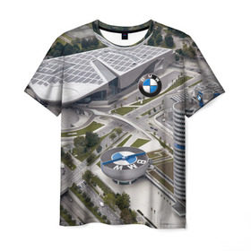 Мужская футболка 3D с принтом BMW city в Петрозаводске, 100% полиэфир | прямой крой, круглый вырез горловины, длина до линии бедер | bmw | buildings | city | germany | munich | prestige | бмв | германия | город | здания | мюнхен | престиж
