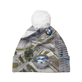 Шапка 3D c помпоном с принтом BMW city в Петрозаводске, 100% полиэстер | универсальный размер, печать по всей поверхности изделия | bmw | buildings | city | germany | munich | prestige | бмв | германия | город | здания | мюнхен | престиж