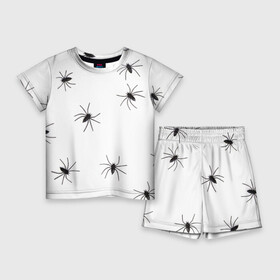 Детский костюм с шортами 3D с принтом Пауки в Петрозаводске,  |  | spider | spiders | абстрактный | абстракция | животное | животные | жук | жуки | насекомое | насекомые | паук | паучий | паучки | паучок | природа | фауна