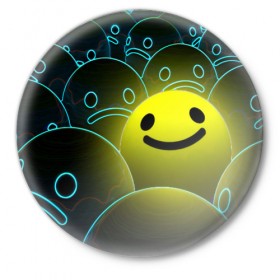 Значок с принтом НЕОНОВЫЕ СМАЙЛЫ в Петрозаводске,  металл | круглая форма, металлическая застежка в виде булавки | emoji | настроение | позитив | смайлики | смайлы | стикеры | текстура смайл | улыбки | фон смайл | эмодзи