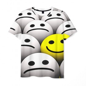 Мужская футболка 3D с принтом EMOJI 2019 в Петрозаводске, 100% полиэфир | прямой крой, круглый вырез горловины, длина до линии бедер | emoji | настроение | позитив | смайлики | смайлы | стикеры | текстура смайл | улыбки | фон смайл | эмодзи