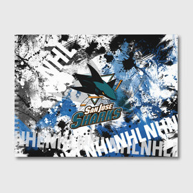 Альбом для рисования с принтом Сан-Хосе Шаркс в Петрозаводске, 100% бумага
 | матовая бумага, плотность 200 мг. | Тематика изображения на принте: hockey | nhl | san jose | san jose sharks | sharks | usa | нхл | сан хосе | сан хосе шаркс | спорт | сша | хоккей | шайба | шаркс