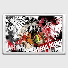 Магнит 45*70 с принтом Chicago Blackhawks в Петрозаводске, Пластик | Размер: 78*52 мм; Размер печати: 70*45 | Тематика изображения на принте: blackhawks | chicago | chicago blackhawks | hockey | nhl | usa | блэкхокс | нхл | спорт | сша | хоккей | чикаго | чикаго блэкхокс | шайба