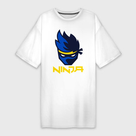Платье-футболка хлопок с принтом FORTNITE NINJA в Петрозаводске,  |  | fortnite | fortnite 2 | fortnite x | marshmello | ninja | ninja hyper streamer | ninja streamer | streamer | tyler blevins | маршмелло | ниндзя | фортнайт | фортнайт 2 | фортнайт глава 2