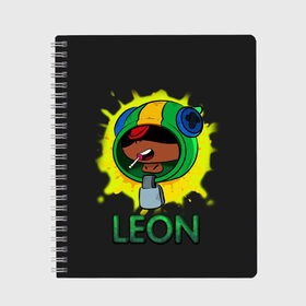 Тетрадь с принтом Leon (Brawl Stars) в Петрозаводске, 100% бумага | 48 листов, плотность листов — 60 г/м2, плотность картонной обложки — 250 г/м2. Листы скреплены сбоку удобной пружинной спиралью. Уголки страниц и обложки скругленные. Цвет линий — светло-серый
 | brawl stars | crow | game | leon | бравл | бравл стар | бравл старс | ворон | ворона | детская | детям | игра | компьютерная игра | кров | леон | персонаж | развлечение