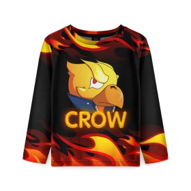 Детский лонгслив 3D с принтом Crow (Brawl Stars) в Петрозаводске, 100% полиэстер | длинные рукава, круглый вырез горловины, полуприлегающий силуэт
 | brawl stars | crow | game | leon | бравл | бравл стар | бравл старс | ворон | ворона | детская | детям | игра | компьютерная игра | кров | леон | персонаж | развлечение