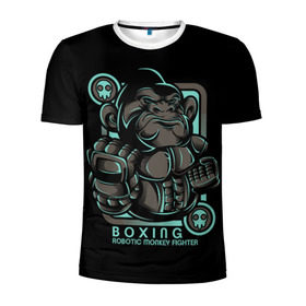 Мужская футболка 3D спортивная с принтом Gorilla fighter в Петрозаводске, 100% полиэстер с улучшенными характеристиками | приталенный силуэт, круглая горловина, широкие плечи, сужается к линии бедра | boxing | cool | fighter | fist | glove | gorilla | monkey | power | punch | robot | боец | бокс | горилла | крутая | кулак | обезьяна | перчатка | робот | сила | удар