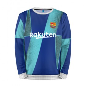 Мужской свитшот 3D с принтом Barcelona PreMatch kit в Петрозаводске, 100% полиэстер с мягким внутренним слоем | круглый вырез горловины, мягкая резинка на манжетах и поясе, свободная посадка по фигуре | barcelona | champions | laliga | league | messi | spain | барселона | испания | лига | месси | чемпионов