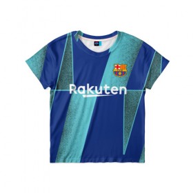 Детская футболка 3D с принтом Barcelona PreMatch kit в Петрозаводске, 100% гипоаллергенный полиэфир | прямой крой, круглый вырез горловины, длина до линии бедер, чуть спущенное плечо, ткань немного тянется | barcelona | champions | laliga | league | messi | spain | барселона | испания | лига | месси | чемпионов