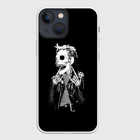 Чехол для iPhone 13 mini с принтом Рокер в Петрозаводске,  |  | bone | bones | dead | death | electro | music | rock | skeleton | skull | е | еее | кости | кость | музыка | рок | роцк | рука | скелет | череп