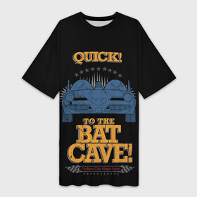 Платье-футболка 3D с принтом To The Bat Cave в Петрозаводске,  |  | 80 | 80th | anniversary | bat man | batman | batman comics | caped crusader | dark knight | shtatbat | бетмен | брюс уэйн | бэт мен | бэтмен | тёмный рыцарь