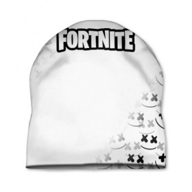 Шапка 3D с принтом FORTNITE x MARSHMELLO в Петрозаводске, 100% полиэстер | универсальный размер, печать по всей поверхности изделия | 