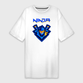 Платье-футболка хлопок с принтом FORTNITE NINJA в Петрозаводске,  |  | fnchap2 | fortnite | fortnite 2 | fortnite x | marshmello | ninja | ninja hyper streamer | ninja streamer | streamer | tyler blevins | маршмелло | ниндзя | фортнайт | фортнайт 2 | фортнайт глава 2