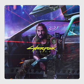 Магнитный плакат 3Х3 с принтом CYBERPUNK 2077 - КИАНУ в Петрозаводске, Полимерный материал с магнитным слоем | 9 деталей размером 9*9 см | 2077 | cyber | cyberpunk | demon | glitch | keanu | logo | punk | reeves | samurai | symbol | team | trauma | глитч | демон | киану | кибер | киберпанк | клан | лого | логотип | огонь | панк | ривз | самурай | символ