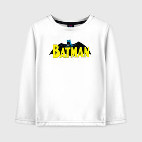Детский лонгслив хлопок с принтом Batman logo в Петрозаводске, 100% хлопок | круглый вырез горловины, полуприлегающий силуэт, длина до линии бедер | 80 | 80th | anniversary | bat man | batman | batman comics | caped crusader | dark knight | shtatjl | бетмен | брюс уэйн | бэт мен | бэтмен | тёмный рыцарь
