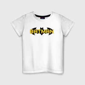 Детская футболка хлопок с принтом Batman Logo в Петрозаводске, 100% хлопок | круглый вырез горловины, полуприлегающий силуэт, длина до линии бедер | 80 | 80th | anniversary | bat man | batman | batman comics | caped crusader | dark knight | shtatjl | бетмен | брюс уэйн | бэт мен | бэтмен | логотип | надпись | тёмный рыцарь