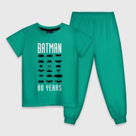 Детская пижама хлопок с принтом Batman Logos в Петрозаводске, 100% хлопок |  брюки и футболка прямого кроя, без карманов, на брюках мягкая резинка на поясе и по низу штанин
 | Тематика изображения на принте: 80 | 80th | anniversary | bat man | batman | batman comics | caped crusader | dark knight | shtatjl | бетмен | брюс уэйн | бэт мен | бэтмен | тёмный рыцарь
