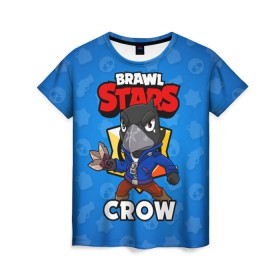 Женская футболка 3D с принтом BRAWL STARS CROW в Петрозаводске, 100% полиэфир ( синтетическое хлопкоподобное полотно) | прямой крой, круглый вырез горловины, длина до линии бедер | brawl stars | brawl stars crow | brawler | crow | бравл старз | бравлер | ворон
