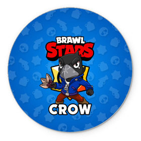 Коврик для мышки круглый с принтом BRAWL STARS CROW в Петрозаводске, резина и полиэстер | круглая форма, изображение наносится на всю лицевую часть | Тематика изображения на принте: brawl stars | brawl stars crow | brawler | crow | бравл старз | бравлер | ворон