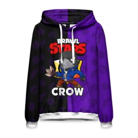 Мужская толстовка 3D с принтом BRAWL STARS CROW в Петрозаводске, 100% полиэстер | двухслойный капюшон со шнурком для регулировки, мягкие манжеты на рукавах и по низу толстовки, спереди карман-кенгуру с мягким внутренним слоем. | brawl stars | brawl stars crow | brawler | crow | бравл старз | бравлер | ворон