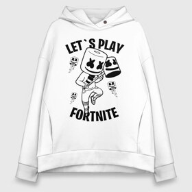 Женское худи Oversize хлопок с принтом FORTNITE x MARSHMELLO в Петрозаводске, френч-терри — 70% хлопок, 30% полиэстер. Мягкий теплый начес внутри —100% хлопок | боковые карманы, эластичные манжеты и нижняя кромка, капюшон на магнитной кнопке | fortnite | fortnite 2 | fortnite x | marshmello | ninja | ninja hyper streamer | ninja streamer | streamer | tyler blevins | маршмелло | ниндзя | фортнайт | фортнайт 2 | фортнайт глава 2