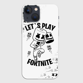 Чехол для iPhone 13 mini с принтом FORTNITE x MARSHMELLO в Петрозаводске,  |  | fortnite | fortnite 2 | fortnite x | marshmello | ninja | ninja hyper streamer | ninja streamer | streamer | tyler blevins | маршмелло | ниндзя | фортнайт | фортнайт 2 | фортнайт глава 2