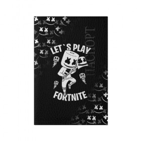 Обложка для паспорта матовая кожа с принтом FORTNITE x MARSHMELLO в Петрозаводске, натуральная матовая кожа | размер 19,3 х 13,7 см; прозрачные пластиковые крепления | fortnite | fortnite 2 | fortnite x | marshmello | ninja | ninja hyper streamer | ninja streamer | streamer | tyler blevins | маршмелло | ниндзя | фортнайт | фортнайт 2 | фортнайт глава 2