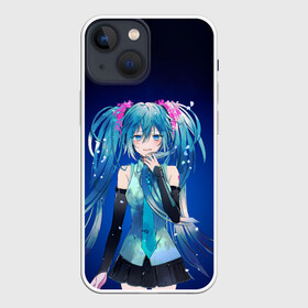 Чехол для iPhone 13 mini с принтом Hatsune Miku на черном фоне в Петрозаводске,  |  | anime | aquamarin | aquamarine | everlasting | hatsune | j pop | miku | projectdiva | singer | summer | vocaloid | аквамарин | аниме | вокалоид | мику | певица | хацуне | хацунэ