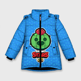 Зимняя куртка для девочек 3D с принтом Brawl Stars Spike в Петрозаводске, ткань верха — 100% полиэстер; подклад — 100% полиэстер, утеплитель — 100% полиэстер. | длина ниже бедра, удлиненная спинка, воротник стойка и отстегивающийся капюшон. Есть боковые карманы с листочкой на кнопках, утяжки по низу изделия и внутренний карман на молнии. 

Предусмотрены светоотражающий принт на спинке, радужный светоотражающий элемент на пуллере молнии и на резинке для утяжки. | bo | brawl | brock | bull | colt | dynamike | elprimo | jessie | moba | nita | shelly | spike | stars | бо | брок | булл | джесси | динамайк | кольт | нита | спайк | шелли | эльпримо