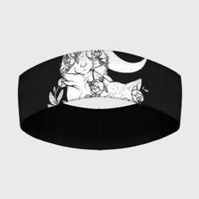 Повязка на голову 3D с принтом Котики в Петрозаводске,  |  | котики | полумесяц | розы | цветы | черно белое