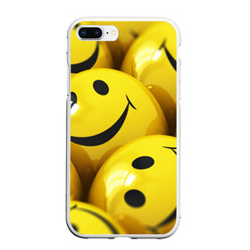 Чехол для iPhone 7Plus/8 Plus матовый с принтом YELLOW SMILE в Петрозаводске, Силикон | Область печати: задняя сторона чехла, без боковых панелей | emoji | настроение | позитив | смайлики | смайлы | стикеры | текстура смайл | улыбки | фон смайл | эмодзи