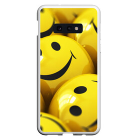 Чехол для Samsung S10E с принтом YELLOW SMILE в Петрозаводске, Силикон | Область печати: задняя сторона чехла, без боковых панелей | emoji | настроение | позитив | смайлики | смайлы | стикеры | текстура смайл | улыбки | фон смайл | эмодзи